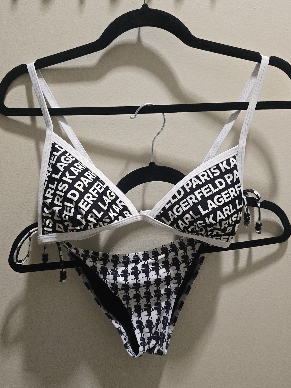 Karl Lagerfeld Black & White Logo Bikini Set